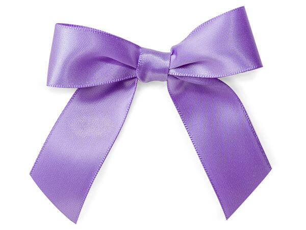3" Violet  Pre-Tied Satin Gift Bows with Twist Ties, 12 pack