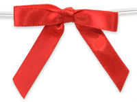 Pre-Tied Stripe Twist Tie Bows - Red/White