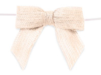 Pre-Tied Natural Jute Burlap Bows - 3 inch Wide, Set of 12, Wired Craft Ribbon Christmas Bow, Gift Basket, Wedding, Gift Bow, Thanksgiving, Beige