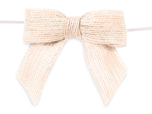 24 Assorted Flower and Bows Pre Tied Burlap Ribbons - Natural White