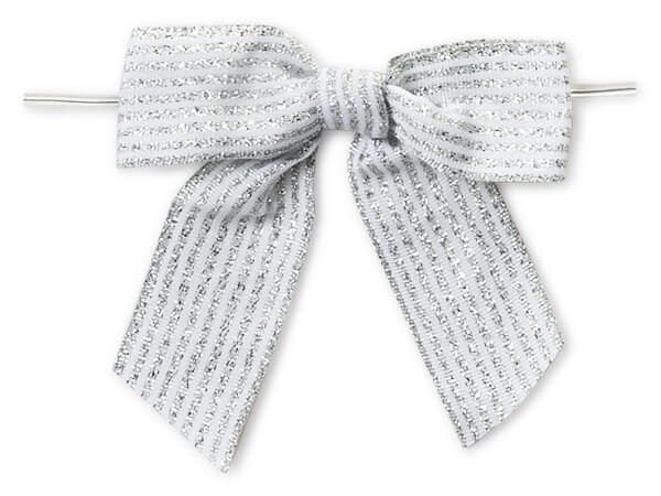 Silver Christmas Wired Ribbon Pack of 3