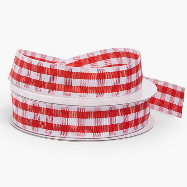 Red and White Gingham Ribbon 5/8" x 15 yards