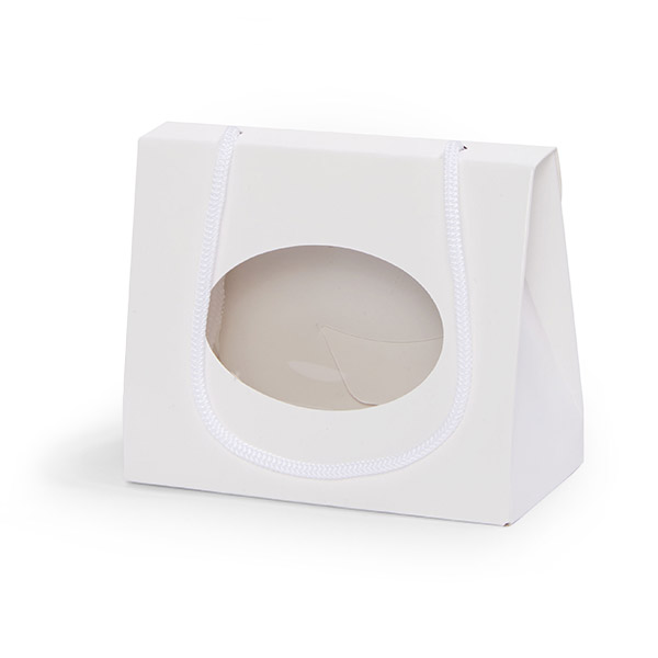 White Window Purse Favor Box, 5 x 2.5 x 4", 6 Pack