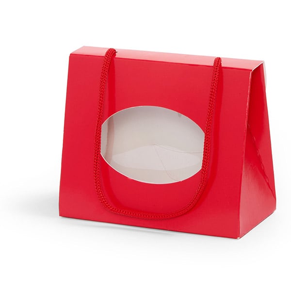 Red Window Purse Favor Box, 5 x 2.5 x 4", 6 Pack