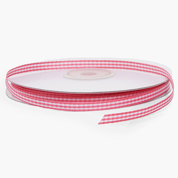 Pink and White Gingham Ribbon 1/4"x25 yards