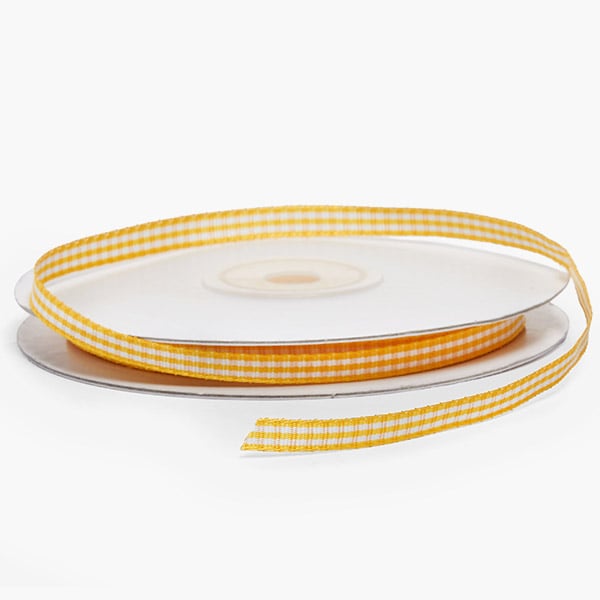 Yellow and White Gingham Ribbon 1/4"x25 yards