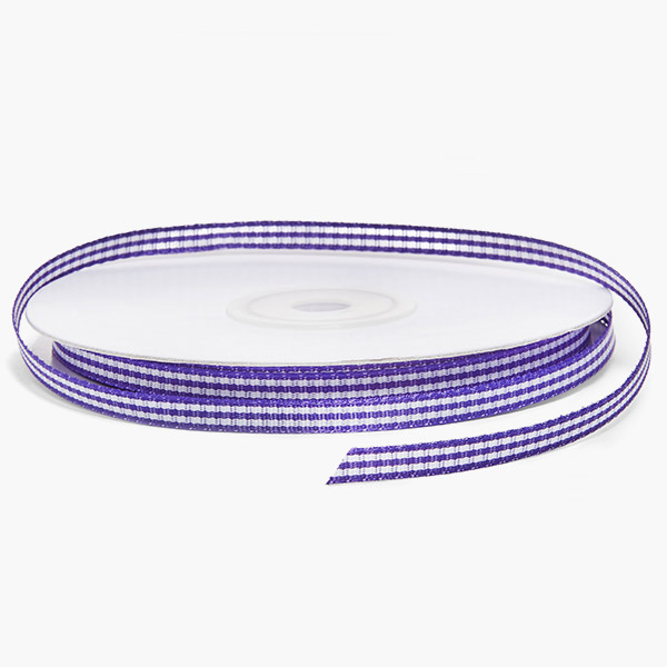Purple and White Gingham Ribbon 1/4"x25 yards