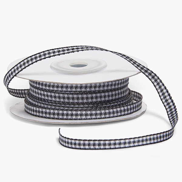 Black and White Gingham Ribbon 1/4"x25 yards