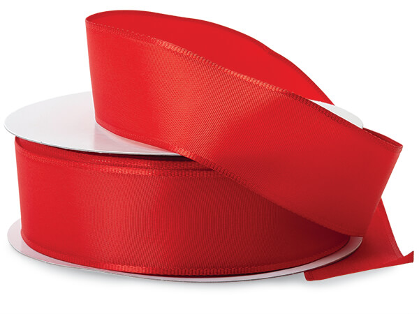 Red Wired Fabric Florist Ribbon, 1-1/2