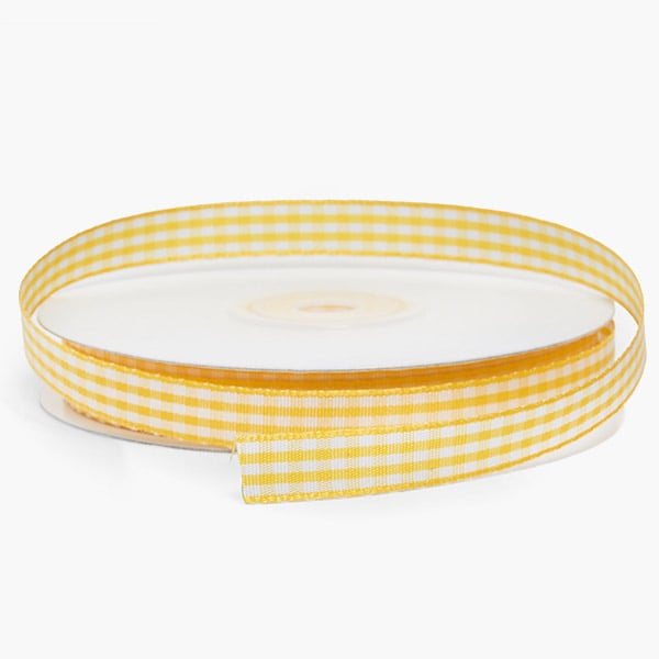 Yellow and White Gingham Ribbon 3/8"x25 yards