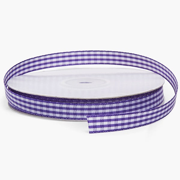 Purple and White Gingham Ribbon 3/8"x25 yards