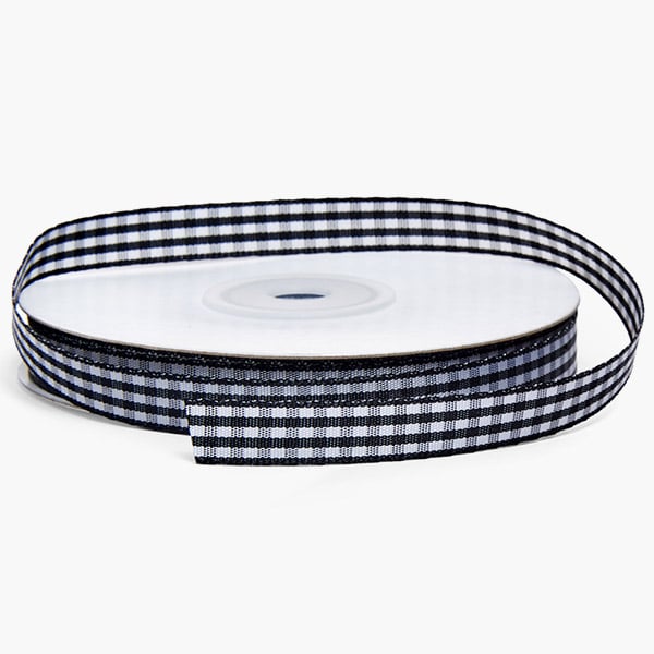 Black and White Gingham Ribbon 3/8"x25 yards
