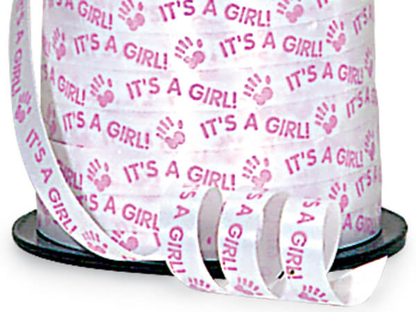 It's A Girl Pink Curling Ribbon 3/8"x250 yds 100% Polypropylene