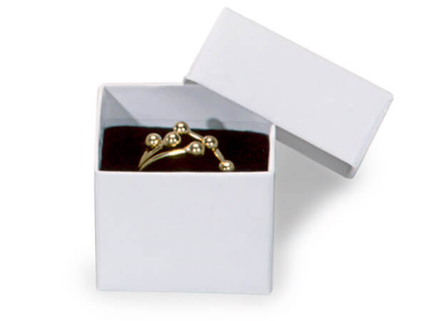 White Kraft Jewelry Ring Boxes, 1.5x1.5x1.25", 100 Pack, Insert