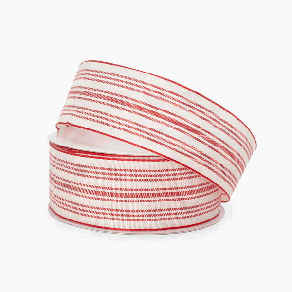 Red Ticking Stripe Ribbon