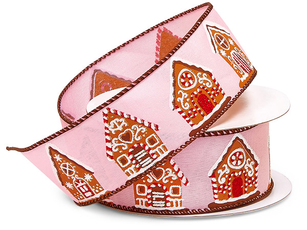 Gingerbread House Wired Ribbon, 1-1/2"x10 yards