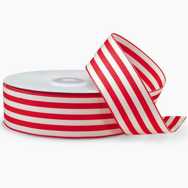 Red and White Striped Cabana Ribbon