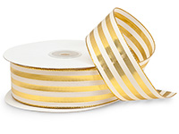 Metallic Gold Mesh Wired Ribbon, 1-1/2x25 Yards