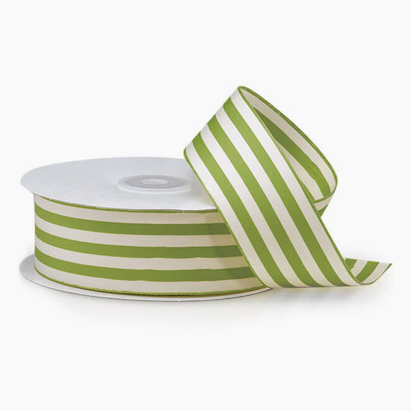 Lime Green & White Striped Ribbon