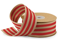 Ivory and Kraft Striped Burlap Ribbon, 2-1/2X10 Yards