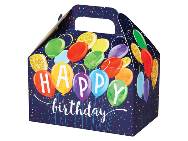 Happy Birthday Balloons Party Favor Gable Box, 6x3.75x3.5", 6 Pack