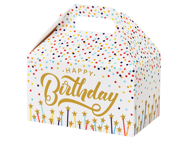 Happy Birthday Stars Party Favor Gable Box, 6x3.75x3.5", 6 Pack