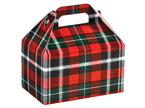 Christmas Plaid Party Favor Gable Box, 6x3.75x3.5", 6 Pack