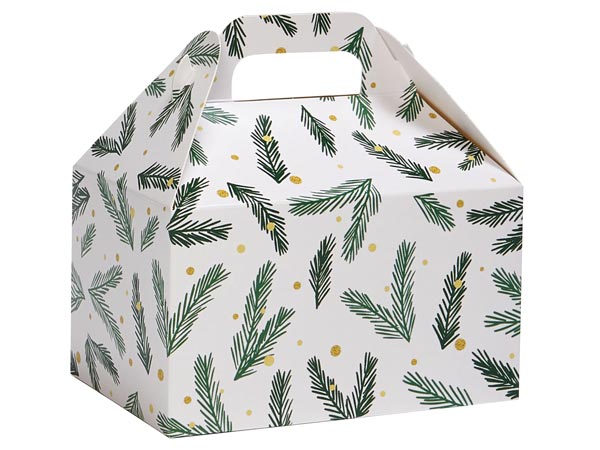 Christmas Pine Party Favor Gable Box, 6x3.75x3.5", 6 Pack
