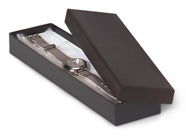 Black Matte Jewelry Gift Boxes, 8x2x1", 4 Pack, Fiber Fill
