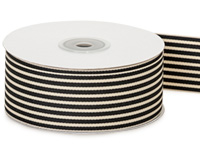 Charcoal Gray and White Striped Cabana Ribbon, 1-1/2x25 Yards