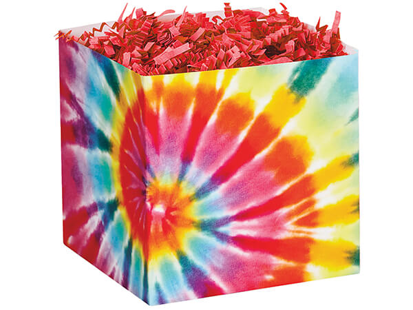 *Tie-Dye Square Party Favor Gift Box, 3.75x3.75x3.75", 6 Pack