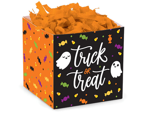 Trick Or Treat Square Party Favor Box, 3.75x3.75x3.75", Pack 6