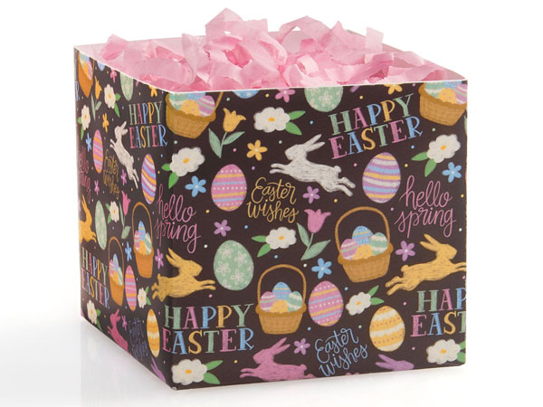 Easter Chalkboard Square Favor Gift Box, 3.75x3.75x3.75", 6 Pack