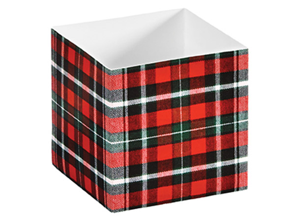 Christmas Plaid Square Favor Gift Box, 3.75x3.75x3.75", 6 Pack