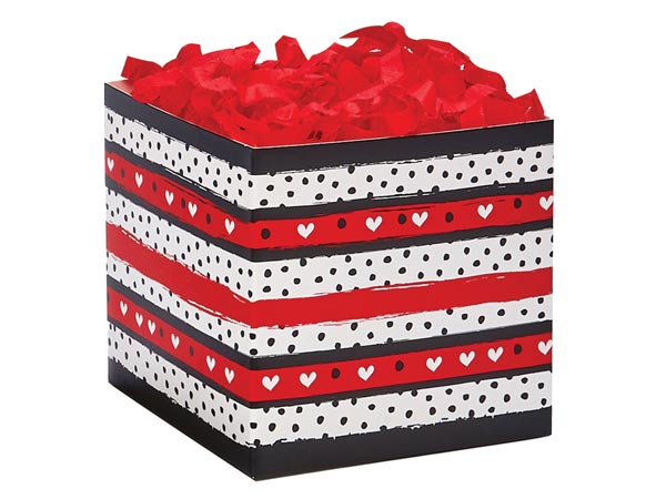 Hearts and Dots Square Favor Gift Box, 3.75x3.75x3.75", 6 Pack