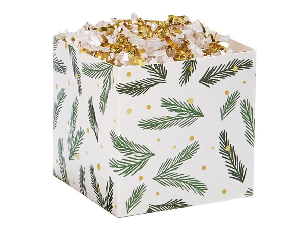 Christmas Pine Square Favor Box, 3.75x3.75x3.75", 6 Pack