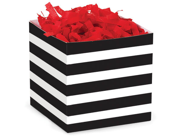 Black and White Stripe Square Favor Box, 3.75x3.75x3.75", Pack 6