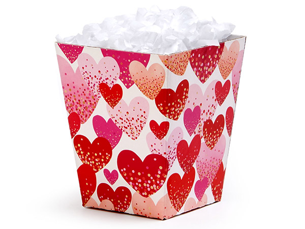 Large Confetti Hearts Sweet Treat Box, 4x4x4.5", 6 Pack