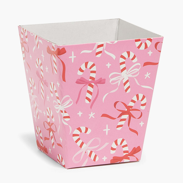 Candy Canes & Ribbons Sweet Treat Box, 4x4x4.5", 6 Pack