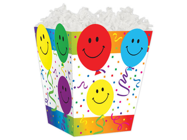 Smiley Balloons Sweet Treat Box, 4x4x4.5", 6 Pack