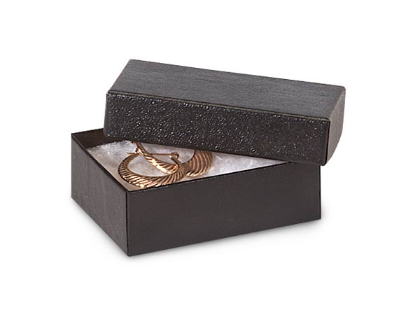 Black Embossed Jewelry Gift Boxes, 2.5x1.5x.75", 100 Pack, Fiber Fill
