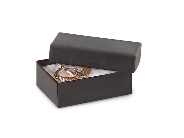 Black Matte Jewelry Gift Boxes, 2.5x1.5x.75", 100 Pack, Fiber Fill