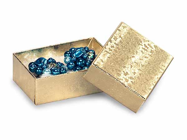 Gold Embossed Foil Jewelry Boxes, 2.5x1.5x.75", 100 Pack, Fiber Fill