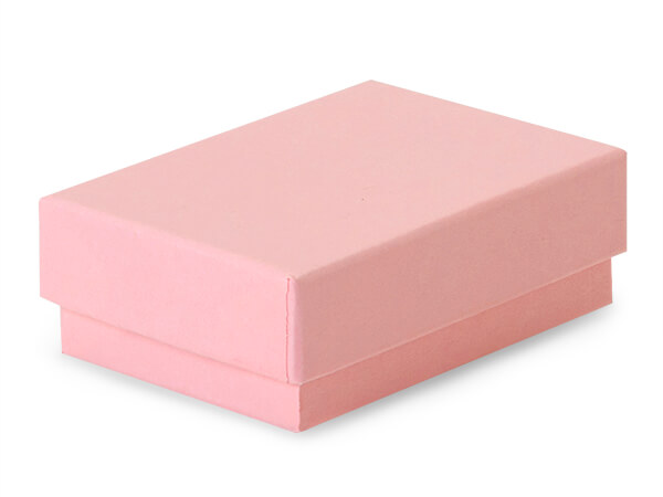 Pink Kraft Jewelry Gift Boxes, 2.5x1.5x.75", 100 Pack, Fiber Fill