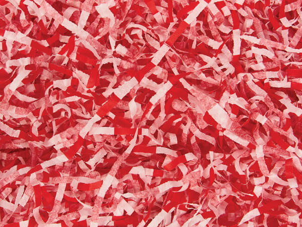 *Bright Red Stripe Recycled Tissue Paper Shred, 18 oz. Bag