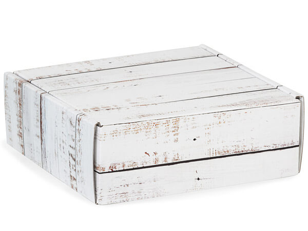 *Distressed Wood Gourmet Shipping Box, 6x6x2", 6 Pack