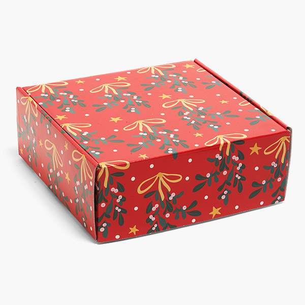 Mistletoe Bows Gourmet Shipping Box, 8x8x3", 6 Pack