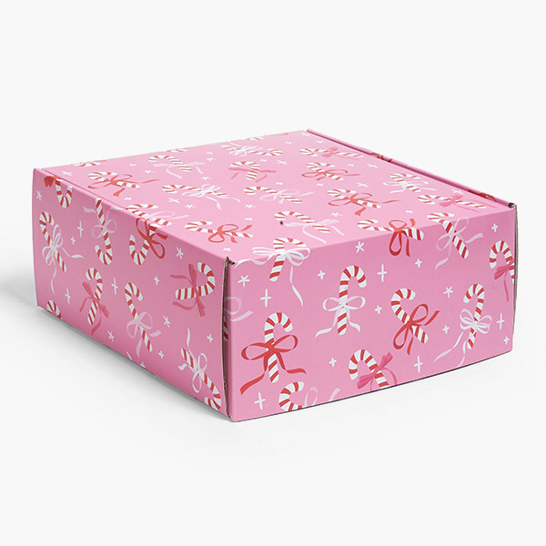 Candy Canes & Ribbons Gourmet Shipping Box, 9x9x4", 6 Pack
