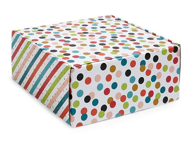 Dots and Stripes Gourmet Shipping Box, 9x9x4", 6 Pack