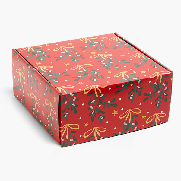 Mistletoe Bows Gourmet Shipping Box, 9x9x4", 6 Pack